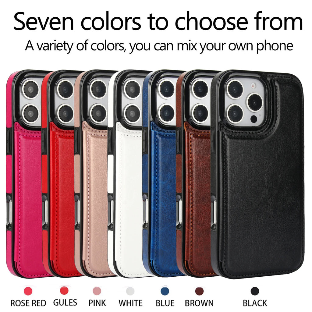 Retro Leather Wallet Phone Case Card Slots Magnetic PU Leather Mobile Case for iPhone 17 16 15 14 Pro Max