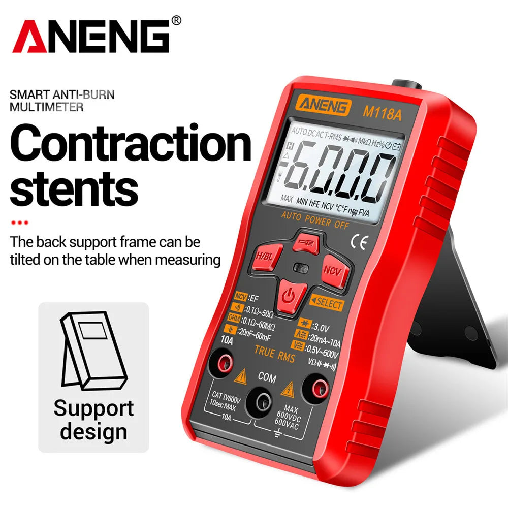 Digital Multimeter Mini Mmultimetro 6000 Count ANENG M118A AC Voltage Auto Capacitance Resistance Diode Meter NCV Tester Tool